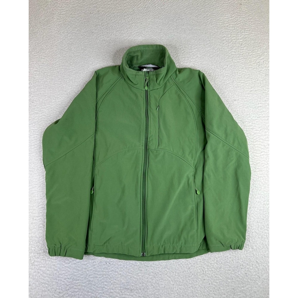 Black Diamond Womens Medium Green Softshell Jacket Full Zip Fleece Lined Hiking